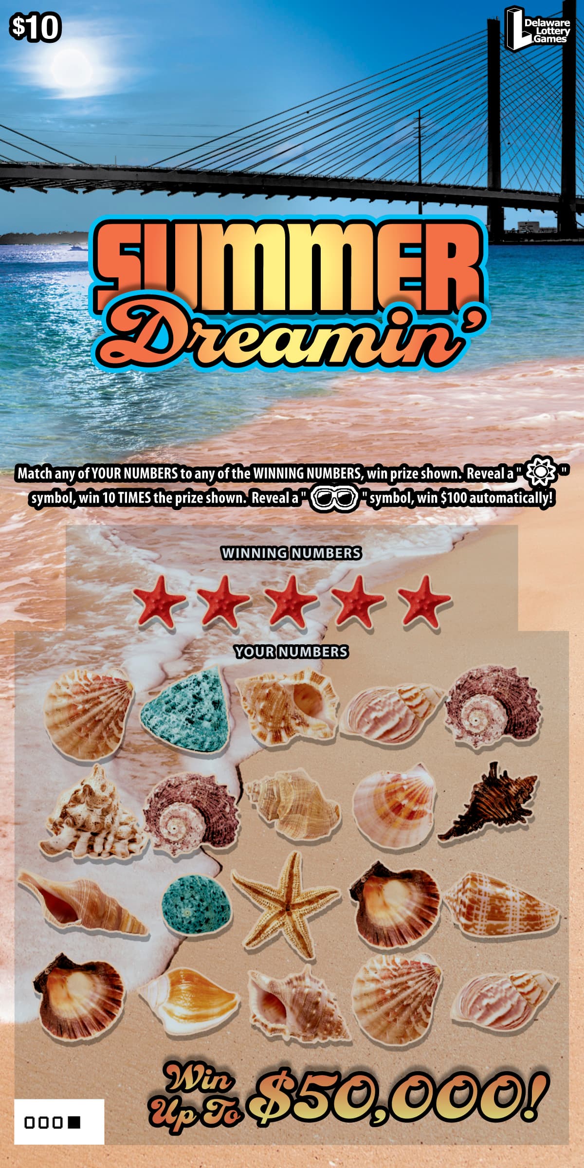 SUMMER DREAMIN’ Delaware Lottery scratch-off ticket
