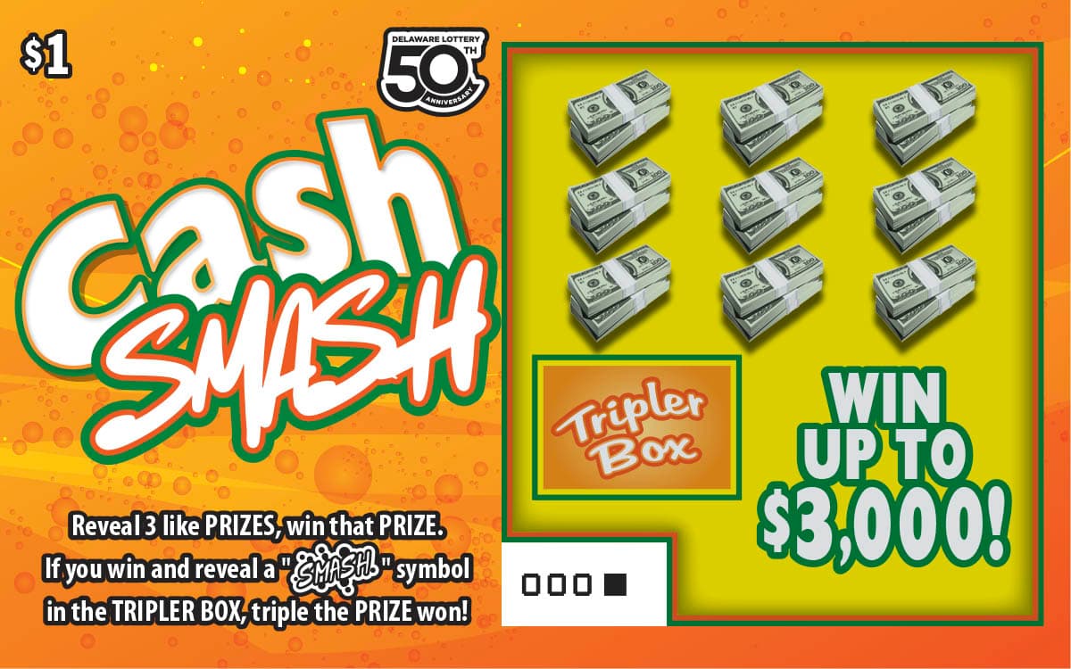 Cash Smash Delaware Lottery scratch-off ticket art