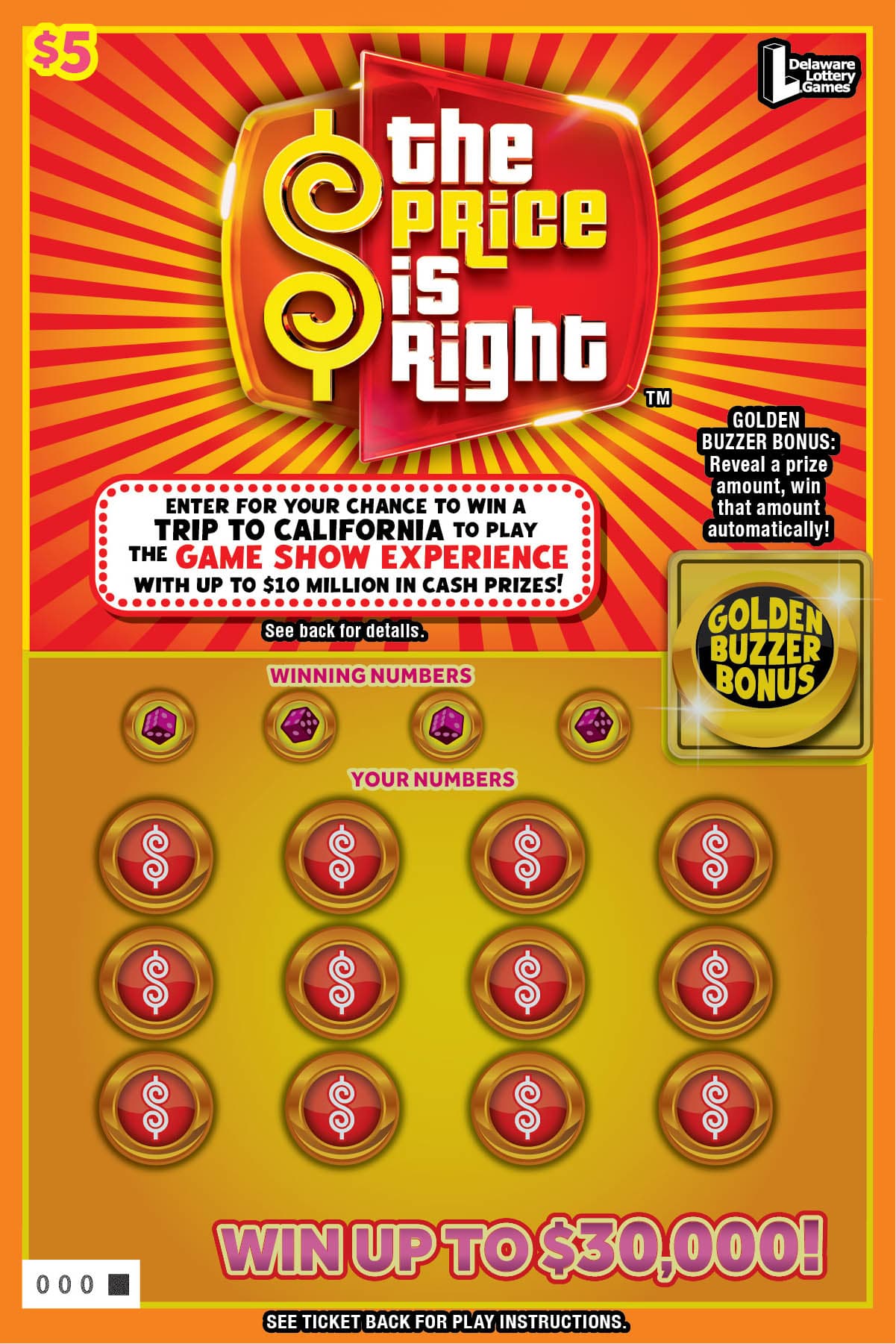 Game Show Experience Delaware Lottery scratch-off ticket