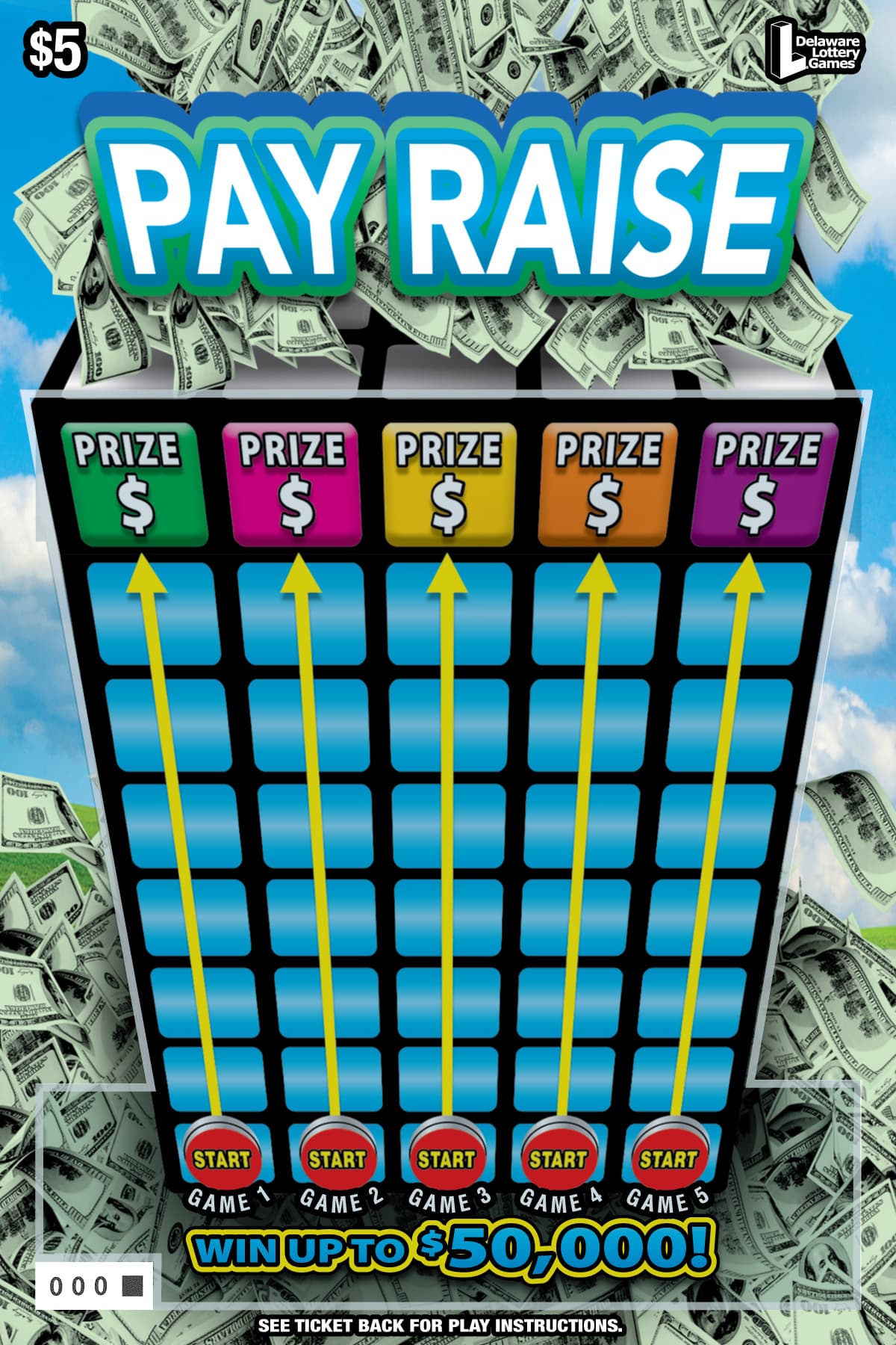 Pay Raise Delaware Lottery scratch-off ticket