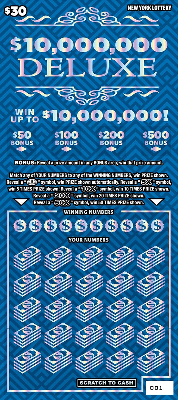 $10,000,000 DELUXE New York Lottery scratch-off ticket art