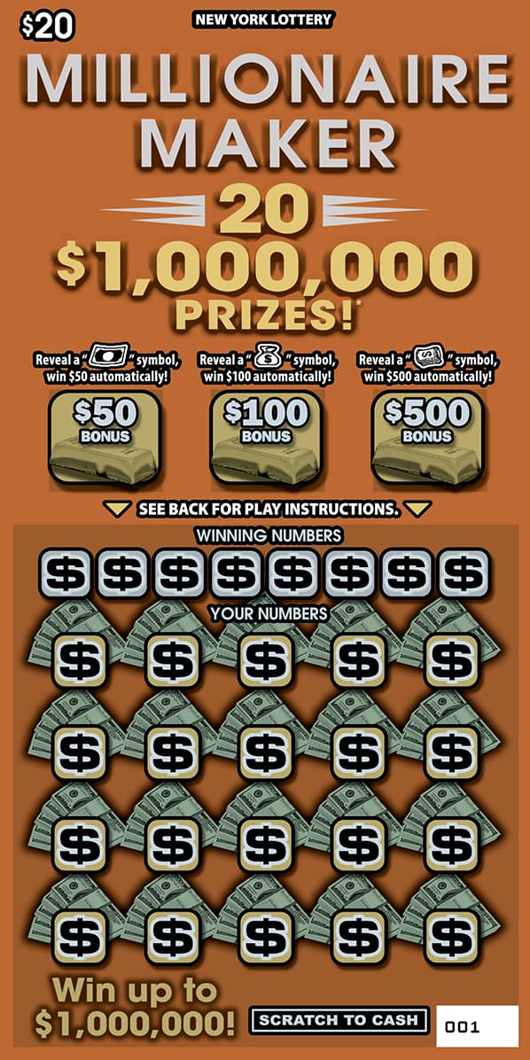 MILLIONAIRE MAKER New York Lottery scratch-off ticket
