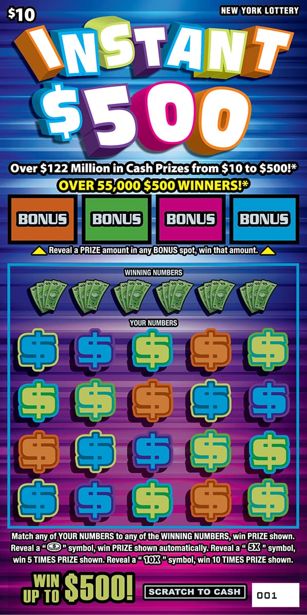 INSTANT $500 New York Lottery scratch-off ticket