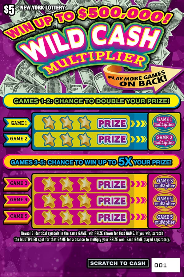 WILD CASH MULTIPLIER New York Lottery scratch-off ticket art