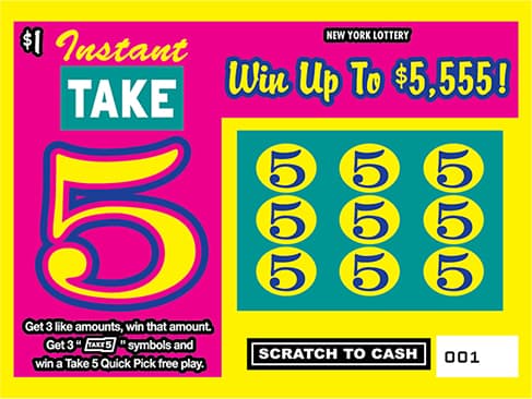 INSTANT TAKE 5 New York Lottery scratch-off ticket