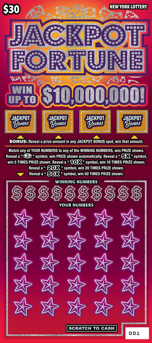JACKPOT FORTUNE New York Lottery scratch-off ticket art