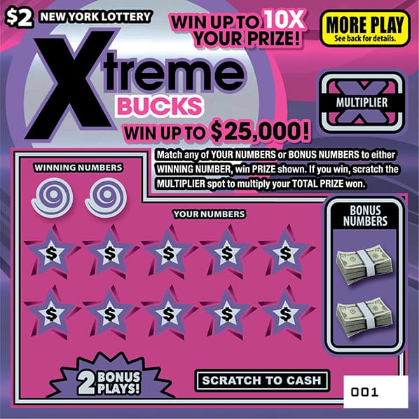 XTREME BUCKS New York Lottery scratch-off ticket art