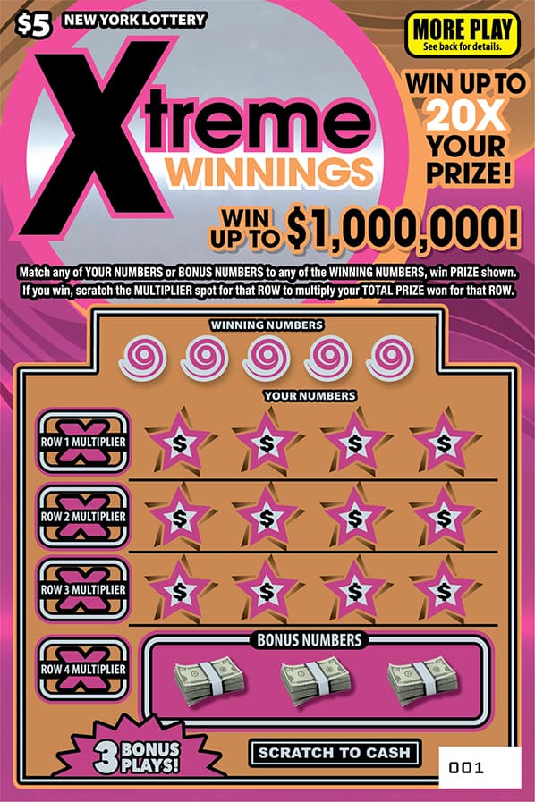 XTREME WINNINGS New York Lottery scratch-off ticket art