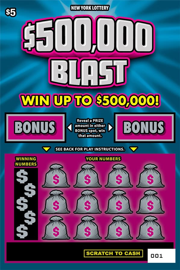 $500,000 BLAST New York Lottery scratch-off ticket