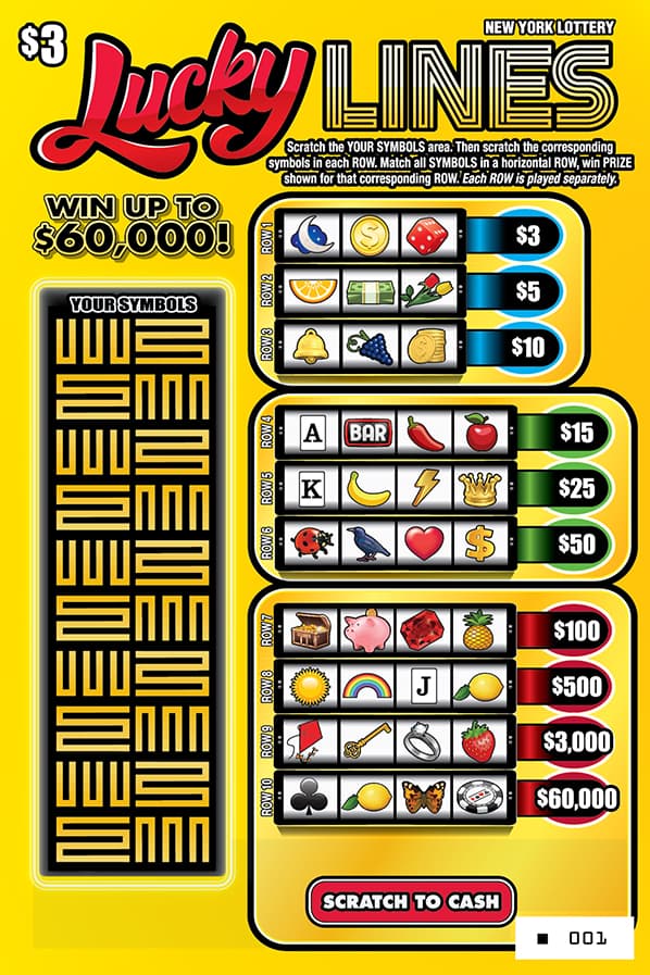 LUCKY LINES New York Lottery scratch-off ticket