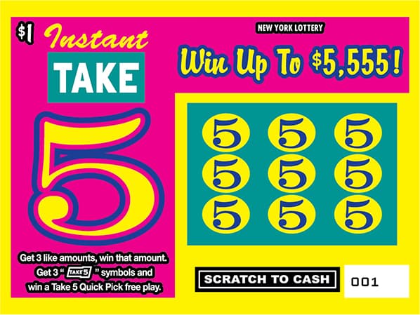 INSTANT TAKE 5 New York Lottery scratch-off ticket