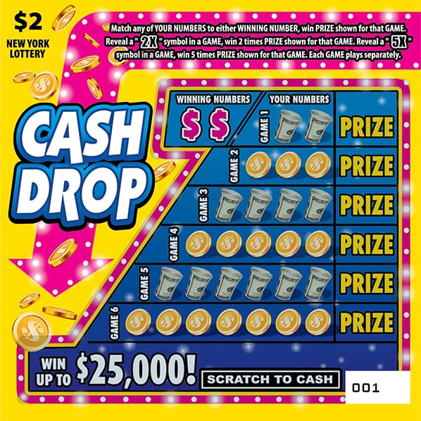 CASH DROP New York Lottery scratch-off ticket art