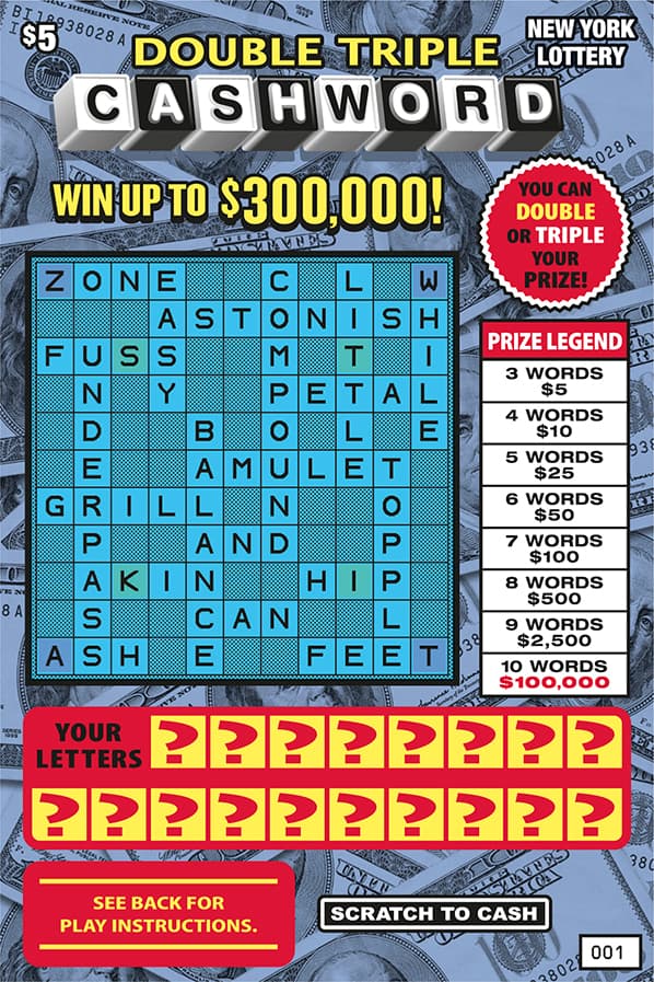DOUBLE TRIPLE CASHWORD New York Lottery scratch-off ticket art
