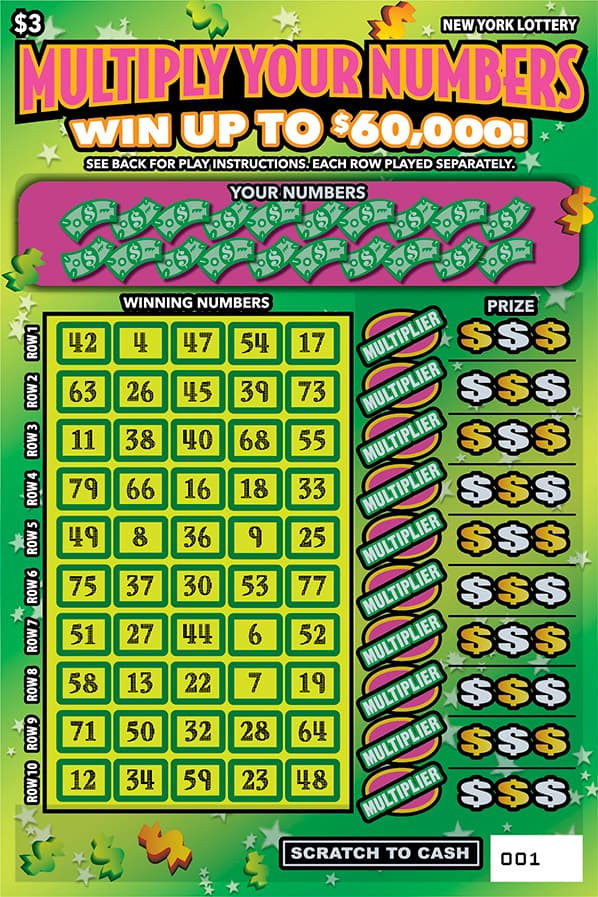 MULTIPLY YOUR NUMBERS New York Lottery scratch-off ticket art