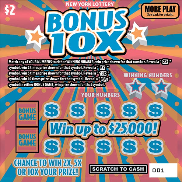 BONUS 10X New York Lottery scratch-off ticket art