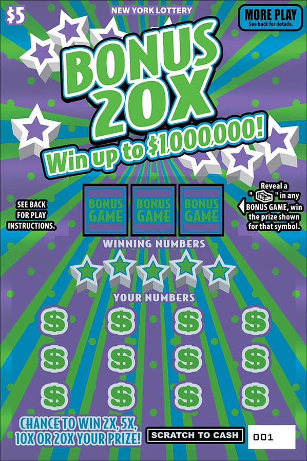 BONUS 20X New York Lottery scratch-off ticket art