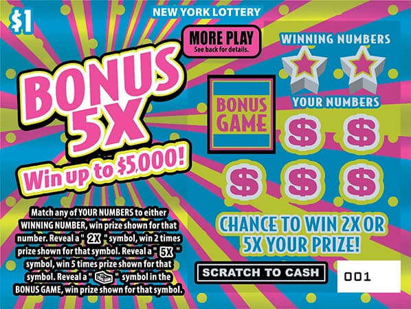 BONUS 5X New York Lottery scratch-off ticket art