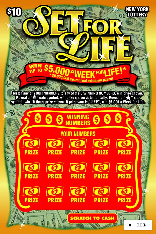 SET FOR LIFE New York Lottery scratch-off ticket art
