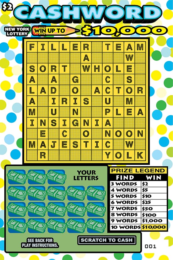 CASHWORD New York Lottery scratch-off ticket art