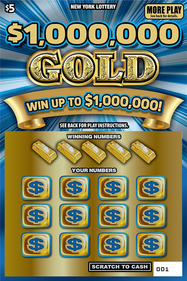 $1,000,000 GOLD New York Lottery scratch-off ticket art