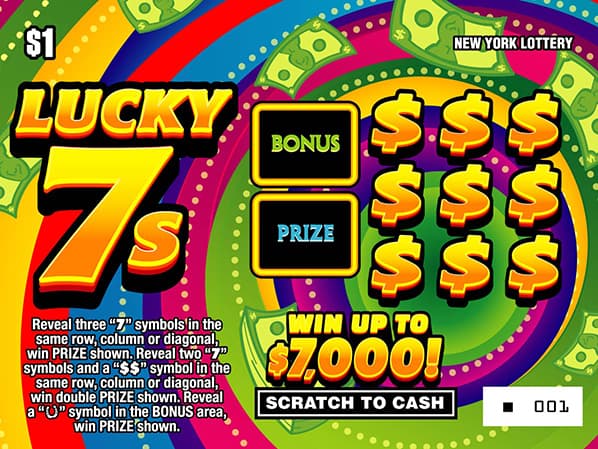 LUCKY 7'S New York Lottery scratch-off ticket art