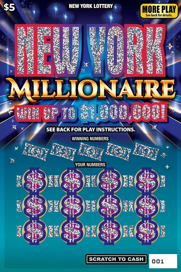 NEW YORK MILLIONAIRE New York Lottery scratch-off ticket art