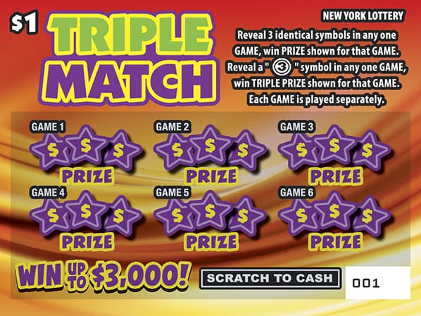 TRIPLE MATCH New York Lottery scratch-off ticket art