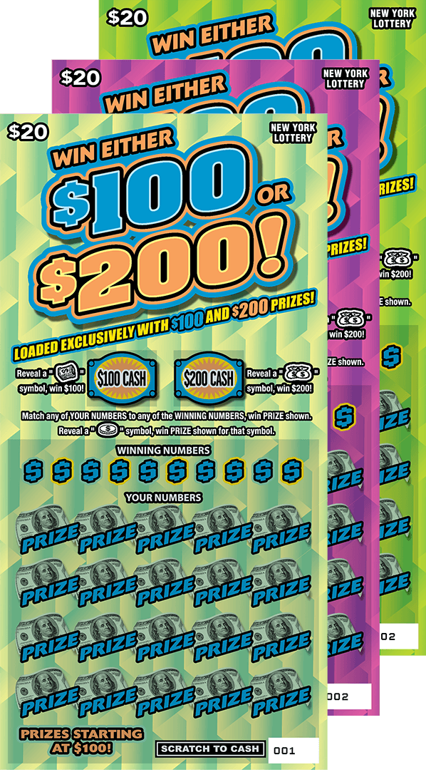 WIN EITHER $100 OR $200! New York Lottery scratch-off ticket