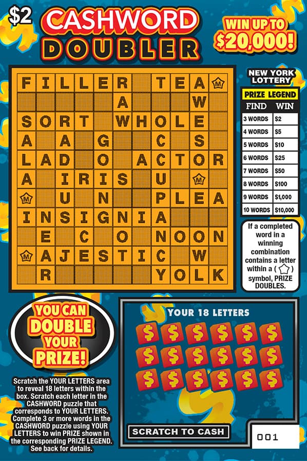CASHWORD DOUBLER New York Lottery scratch-off ticket art