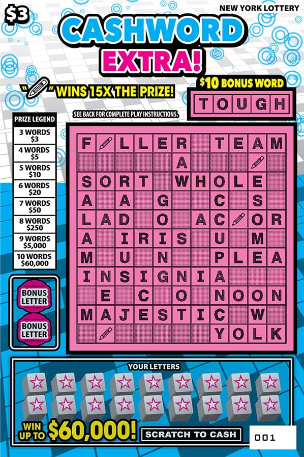 CASHWORD EXTRA! New York Lottery scratch-off ticket art