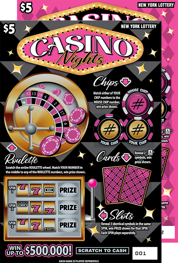 CASINO NIGHTS New York Lottery scratch-off ticket