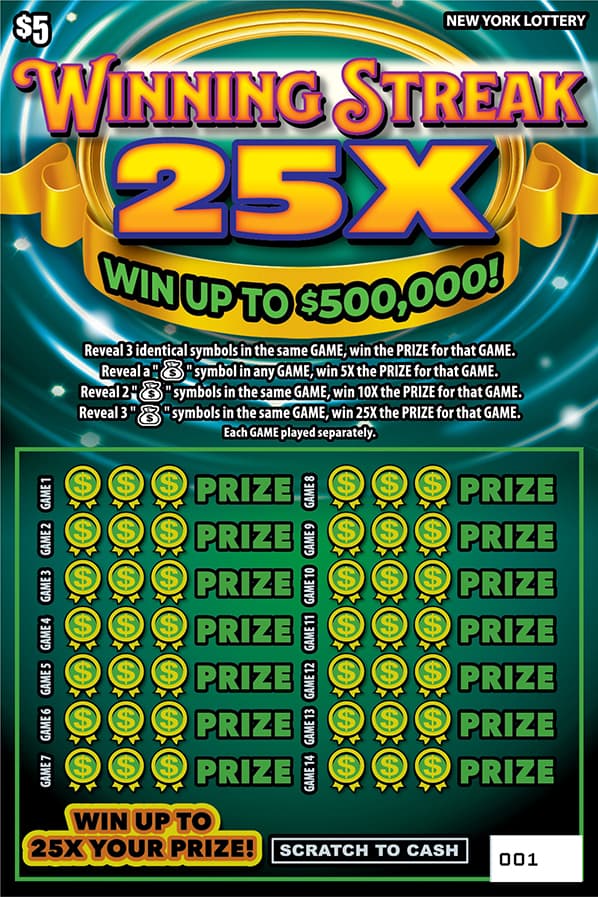 WINNING STREAK 25X New York Lottery scratch-off ticket art