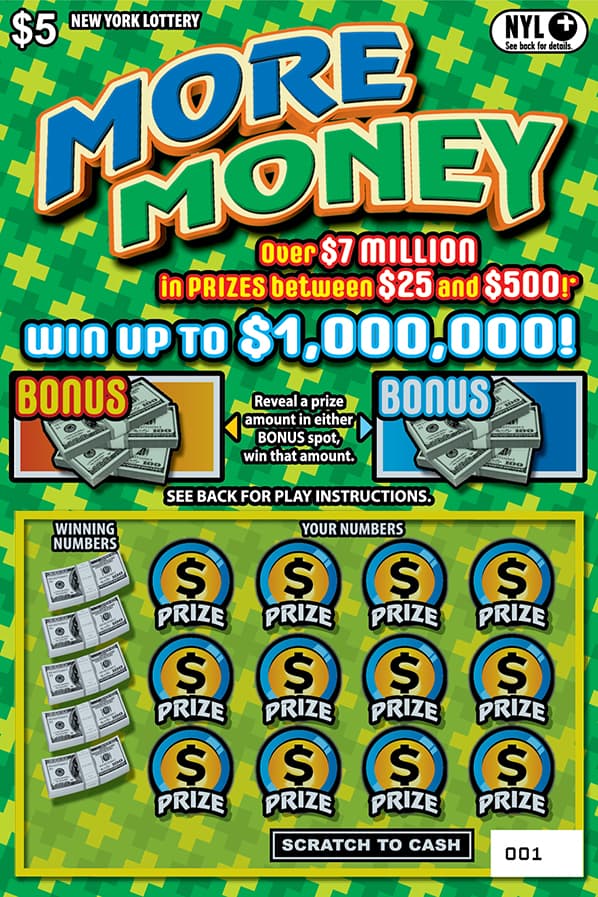 MORE MONEY New York Lottery scratch-off ticket art