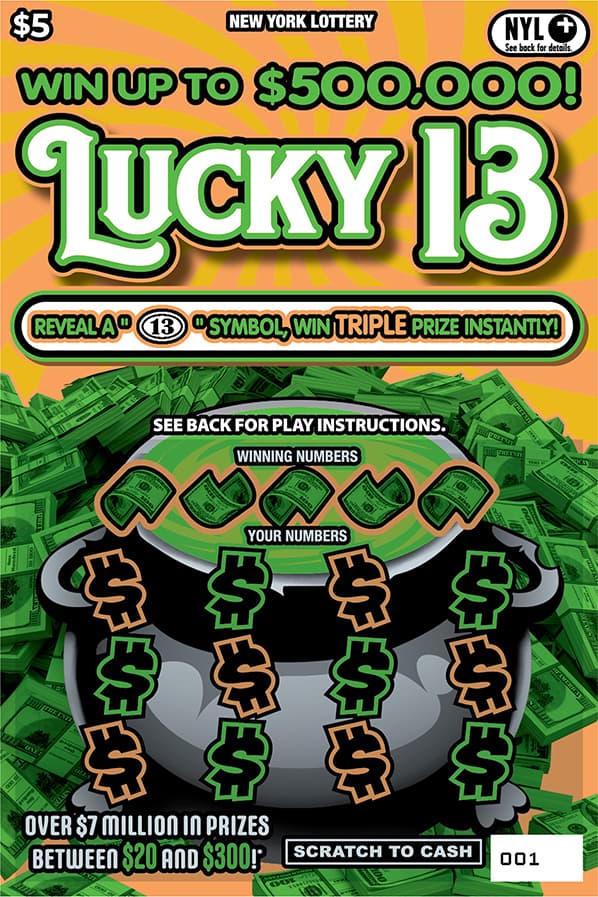 LUCKY 13 New York Lottery scratch-off ticket