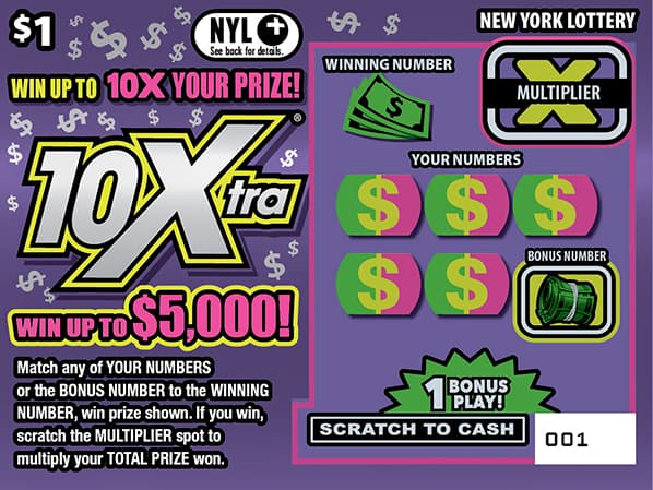 10Xtra New York Lottery scratch-off ticket art