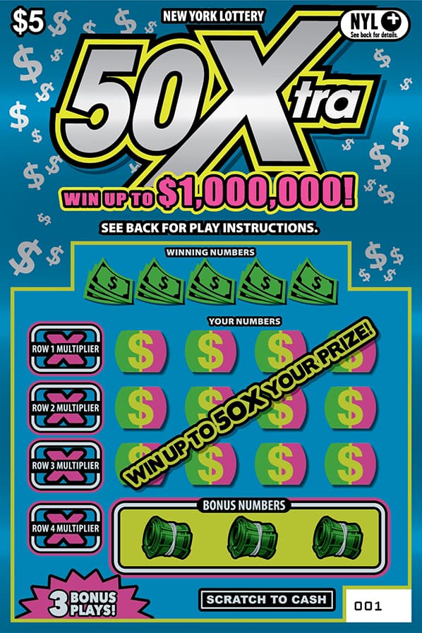 50Xtra New York Lottery scratch-off ticket art