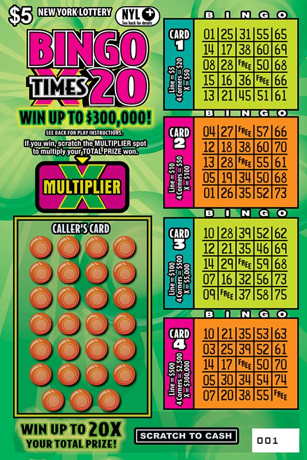 BINGO TIMES 20 New York Lottery scratch-off ticket art