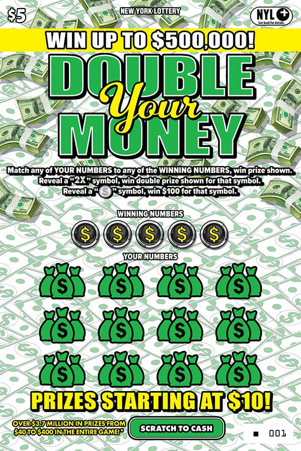 DOUBLE YOUR MONEY New York Lottery scratch-off ticket art