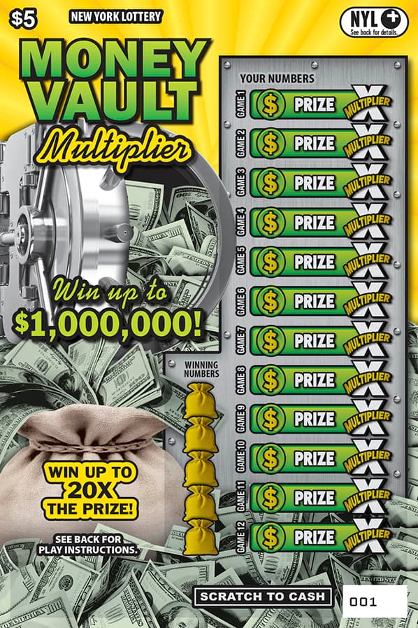 MONEY VAULT MULTIPLIER New York Lottery scratch-off ticket