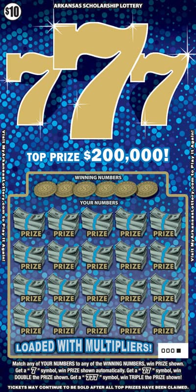 777 Arkansas Lottery scratch-off ticket art