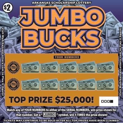 Jumbo Bucks Arkansas Lottery scratch-off ticket art
