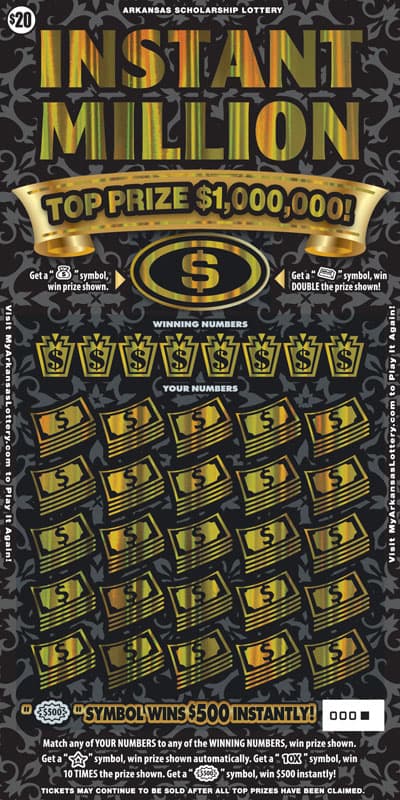 Instant Million Arkansas Lottery scratch-off ticket art