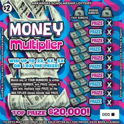 Money Multiplier Arkansas Lottery scratch-off ticket art