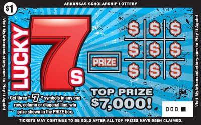 Lucky 7s Arkansas Lottery scratch-off ticket art