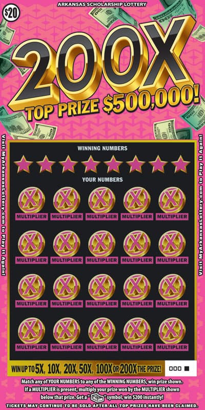 200X Arkansas Lottery scratch-off ticket