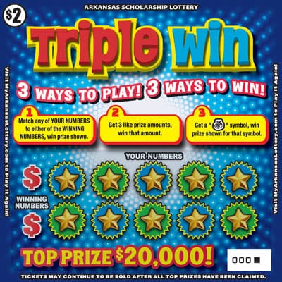 Triple Win Arkansas Lottery scratch-off ticket art