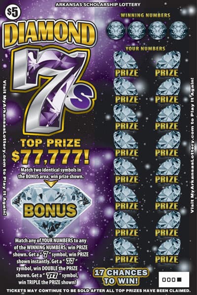 Diamond 7s Arkansas Lottery scratch-off ticket art
