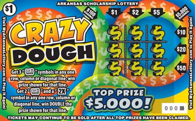 Crazy Dough Arkansas Lottery scratch-off ticket art