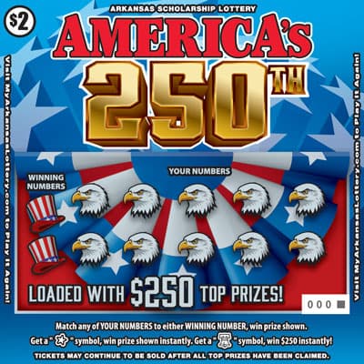 America's 250th Arkansas Lottery scratch-off ticket