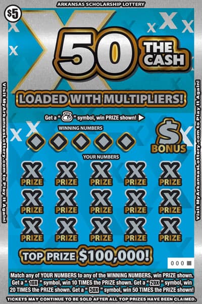 X50 the Cash Arkansas Lottery scratch-off ticket art